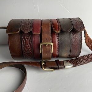 **RARE** Rodarte Opening Ceremony Leather Patchwork Belts Cylinder Barrel Bag